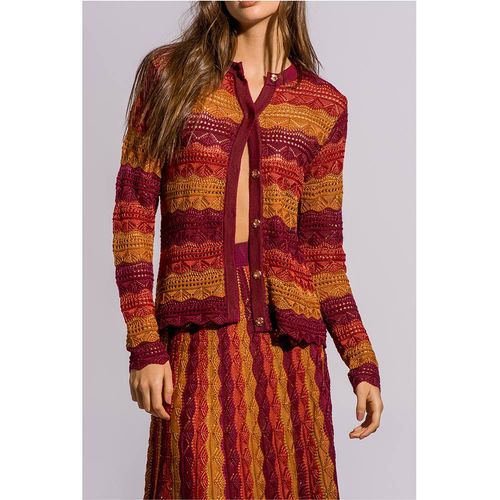 Casaqueto em jacard de tricot rendado bonie