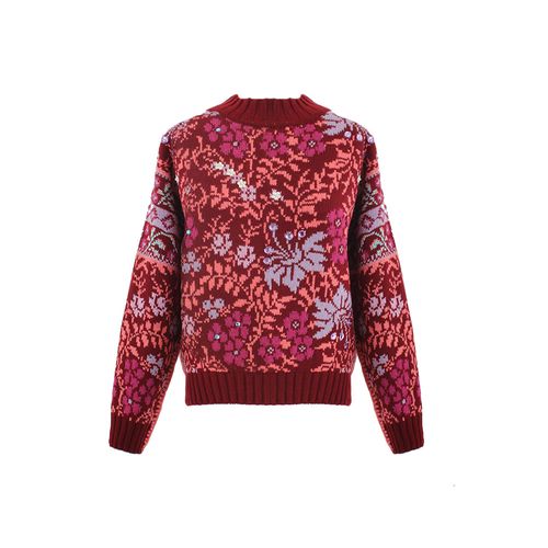 Pull feminino em jacard de tricot rosane